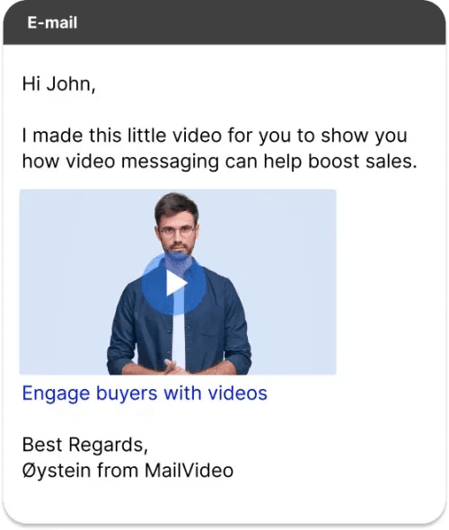 MailVideo platform showing video recording interface