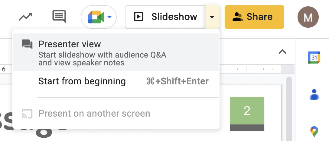 Google Slides Presenter View