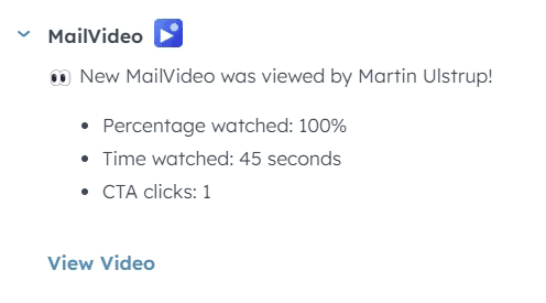 Activity Tracking - Video analytics within HubSpot