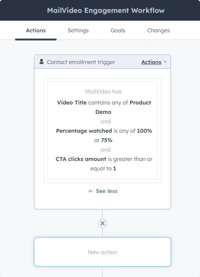 HubSpot Workflow with MailVideo - Video data enrichment