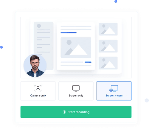Recording options: yourself, screen, or both
